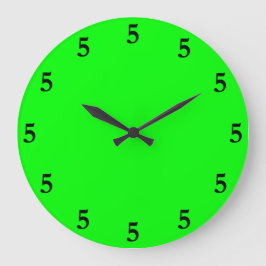 Black Vijf oClock ergens op Lime Green Grote Klok