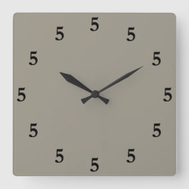 Black Vijf uur ergens, Aluminium Silver Grey Vierkante Klok