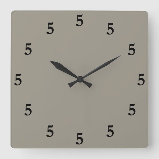 Black Vijf uur ergens, Aluminium Silver Grey Vierkante Klok (Voorkant)