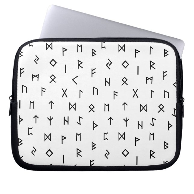Black Viking draait op witte achtergrond Laptop Sleeve (Voorkant)