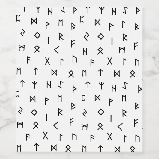 Black Viking draait Pattern White Terug Wijn Etiket (Enkel label)