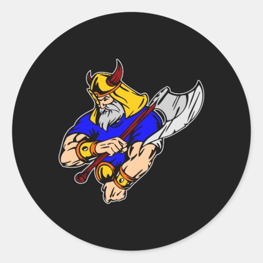 Black Viking Praying Ronde Sticker (Voorkant)