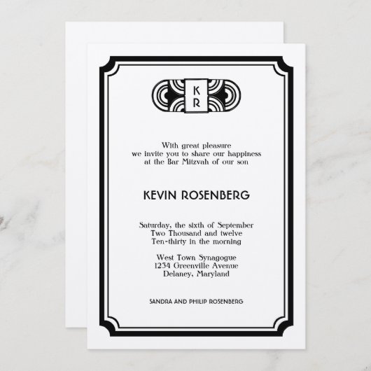 Black vilt art deco retro Hollywood Kaart (Voorkant / Achterkant)