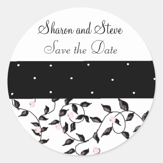Black Vines Save the Date Ronde Sticker (Voorkant)