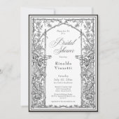 Black Vintage Botanical Trellis Bridal Shower Kaart (Voorkant)