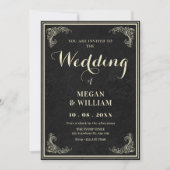 Black vintage elegant wedding  kaart (Voorkant)