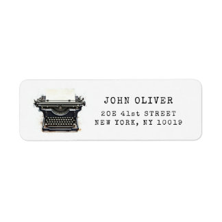 Black vintage Typewriter return address Label