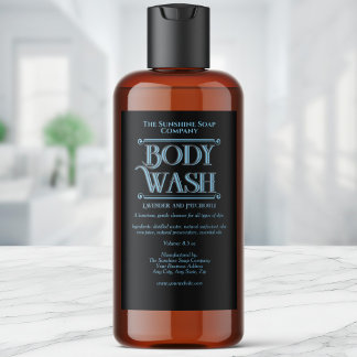 Black vintage waterproof body wash label for men voedselcontainer etiket