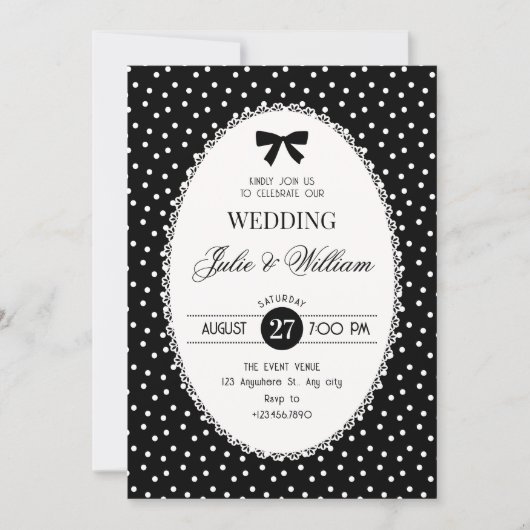 Black vintage wedding kaart (Voorkant)