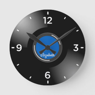 Black Vinyl Music Record Monogram Wall klok