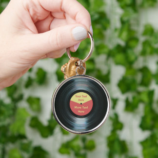 Black Vinyl Record Keyring Silver Color Sleutelhan Sleutelhanger