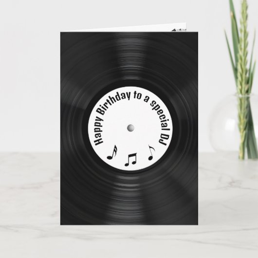 Black Vinyl Record voor DJ's Verjaardag Kaart (Voorkant)