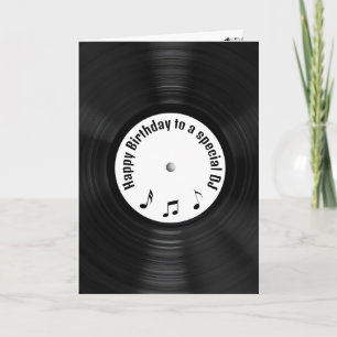 Black Vinyl Record voor DJ's Verjaardag Kaart