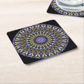 Black Violet Paars Faux Gold Mandala Pattern Kartonnen Onderzetters (Schuin)