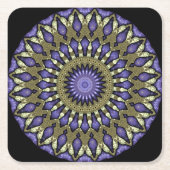 Black Violet Paars Faux Gold Mandala Pattern Kartonnen Onderzetters (Voorkant)