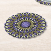 Black Violet Paars Faux Gold Mandala Pattern Kartonnen Onderzetters (Gekanteld)