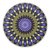 Black Violet Paars Faux Gold Mandala Pattern Keramische Knop (Voorkant)