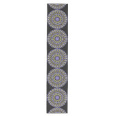 Black Violet Paars Faux Gold Mandala Pattern Medium Tafelloper (Voorkant)