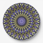 Black Violet Paars Faux Gold Mandala Pattern Papieren Bordje (Voorkant)