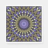 Black Violet Paars Faux Gold Mandala Pattern Servet (Voorkant)