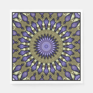 Black Violet Paars Faux Gold Mandala Pattern Servet