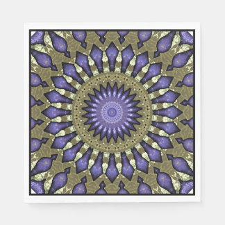 Black Violet Paars Faux Gold Mandala Pattern Servet