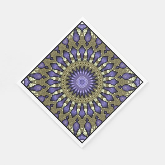 Black Violet Paars Faux Gold Mandala Pattern Servet (Hoek)