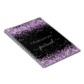 Black violet paars glitter-naamscript notitieboek (Rechterzijde)