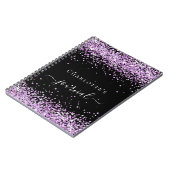 Black violet paars glitter-naamscript notitieboek (Linkerzijde)