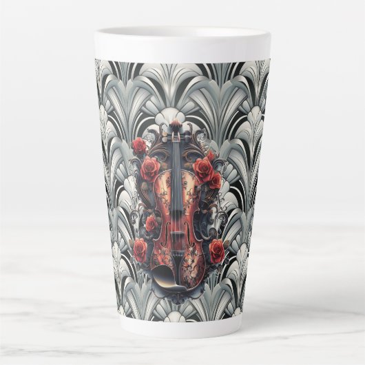 Black Violin in Art Deco GMajor Keramische Latte M Latte Mok (Voorkant)
