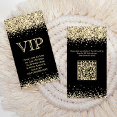 Black VIP Birthday Invitation QR Code Photo Share Informatiekaartje
