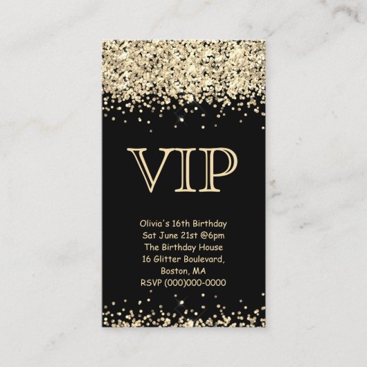 Black VIP Birthday Invitation QR Code Photo Share Informatiekaartje (Voorkant)