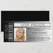 Black VIP Pass toegangsbewijs afstudeerfeest Kaart (Voorkant / Achterkant)
