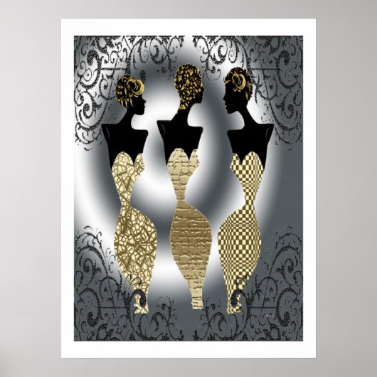 Black Vogue in Gold Poster (Voorkant)