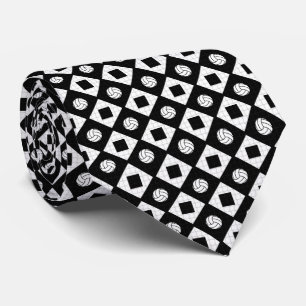 Black Volleyball Argyle Pattern Stropdas