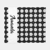 Black Volleyball Wood Floor Pattered Fleece Deken (Voorkant (Horizontaal))