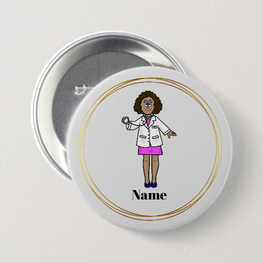 Black Vrouw Doctor Name Button (Voorkant /achterkant)