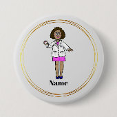 Black Vrouw Doctor Name Button (Voorkant)