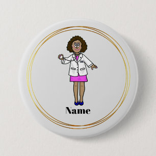 Black Vrouw Doctor Name Button