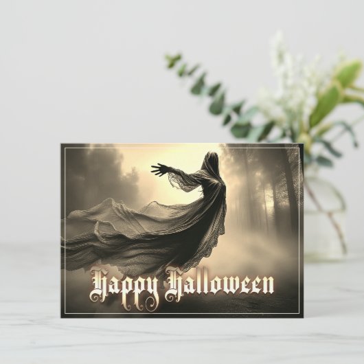 Black Vrouw Ghost in Hellscape - Halloween (Staand voorkant)