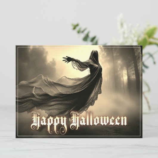 Black Vrouw Ghost in Hellscape - Halloween (Staand voorkant)