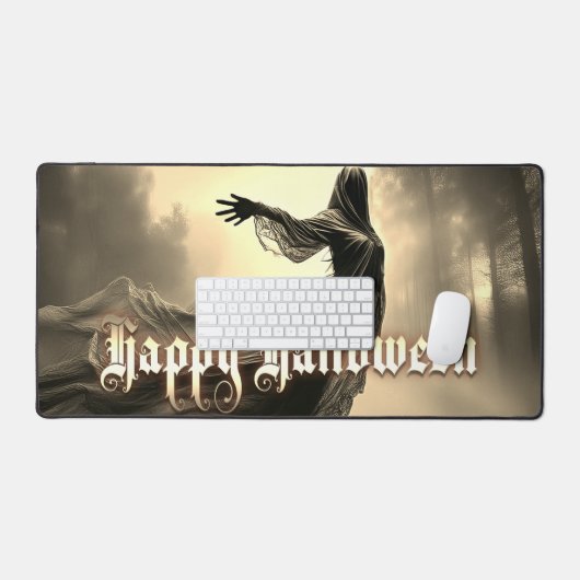 Black Vrouw Ghost in Hellscape - Halloween Bureaumat (Keyboard & Muis)