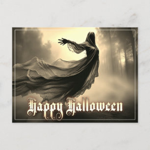 Black Vrouw Ghost in Hellscape - Halloween Feestdagenkaart