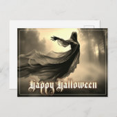 Black Vrouw Ghost in Hellscape - Halloween Feestdagenkaart (Voorkant / Achterkant)