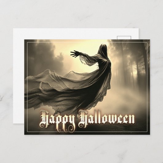 Black Vrouw Ghost in Hellscape - Halloween Feestdagenkaart (Voorkant / Achterkant)