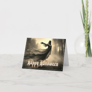 Black Vrouw Ghost in Hellscape - Halloween Kaart