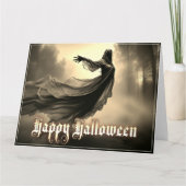 Black Vrouw Ghost in Hellscape - Halloween Kaart (Voorkant)