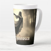 Black Vrouw Ghost in Hellscape - Halloween Latte Mok (Rechterhoek)