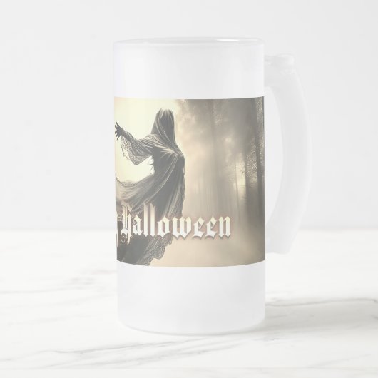 Black Vrouw Ghost in Hellscape - Halloween Matglas Bierpul (Voorkant rechts)