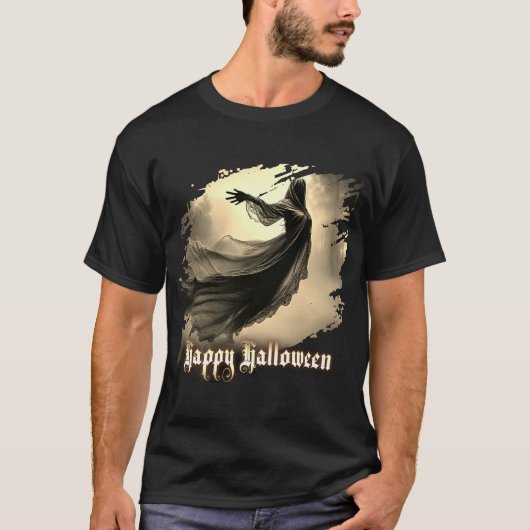 Black Vrouw Ghost in Hellscape - Halloween T-shirt (Voorkant)